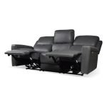 Divano recliner elettrici Claus 3 posti in vera pelle colore grigio scuro
