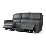 Divano recliner elettrici Claus 3 posti in vera pelle colore grigio scuro