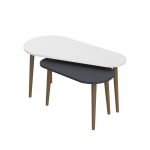 Doppio tavolino Pear bianco e antracite con gambe in legno