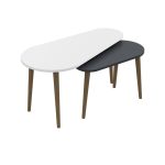 Doppio tavolino Pear bianco e antracite con gambe in legno