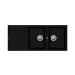 Enigma D200 lavello 2 vasche e gocciolatoio nero