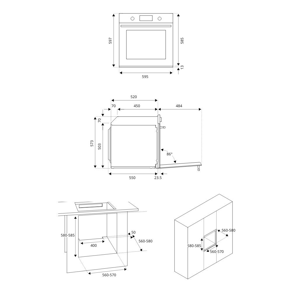 Forno elettrico Bertazzoni La Germania F6011MODPLX 60 cm. multifunzione inox