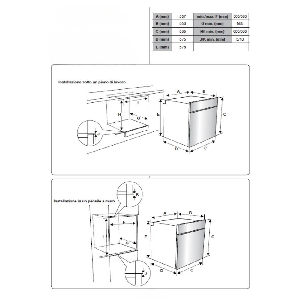 Forno elettrico statico Samet Zeus2 da incasso 6 funzioni nero classe A