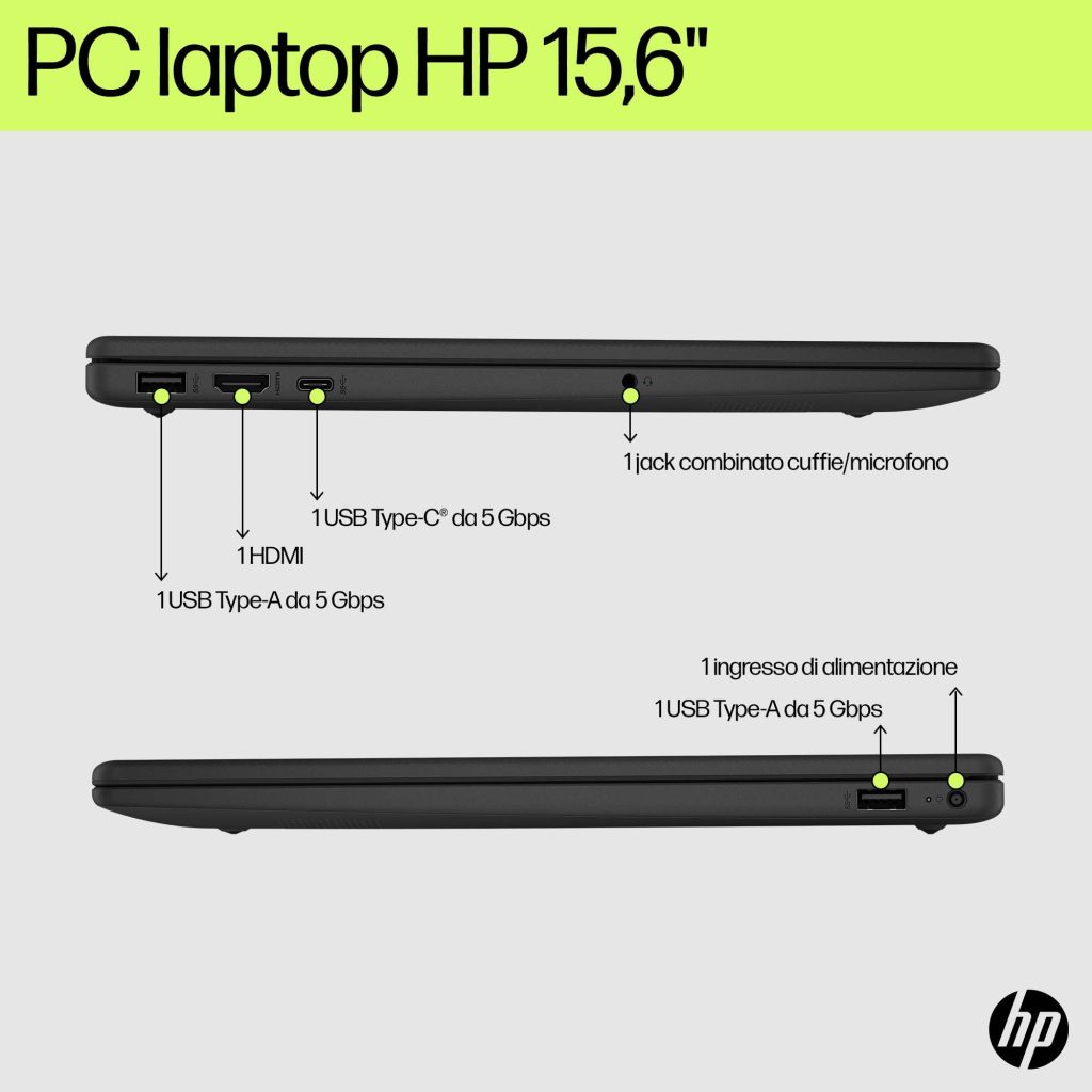 HP 15-fd1029nl Intel Core Ultra 7 155H Computer portatile 39,6 cm (15.6") Full HD 16 GB DDR5-SDRAM 512 GB SSD Wi-Fi 6 (802.11ax) Windows 11 Home AI PC Argento