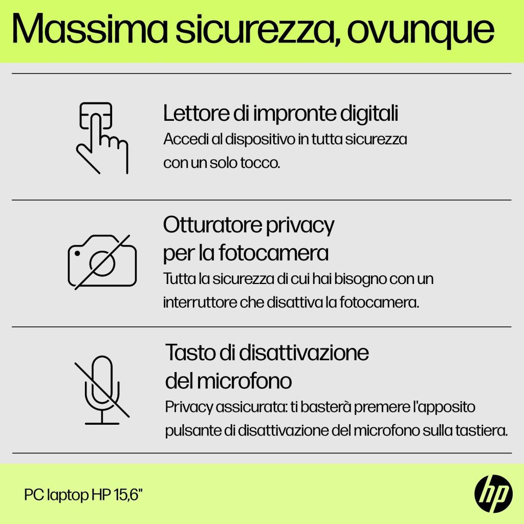 HP 15-fd1029nl Intel Core Ultra 7 155H Computer portatile 39,6 cm (15.6") Full HD 16 GB DDR5-SDRAM 512 GB SSD Wi-Fi 6 (802.11ax) Windows 11 Home AI PC Argento
