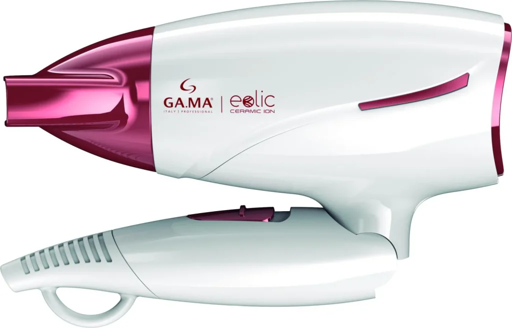 Ga.ma Phon Asciugacapelli da Viaggio Pieghevole Funzione Ionica Potenza 1600 Watt Motore DC Ultraleggero colore Bianco - GH0205 Eolic Ceramic Ion