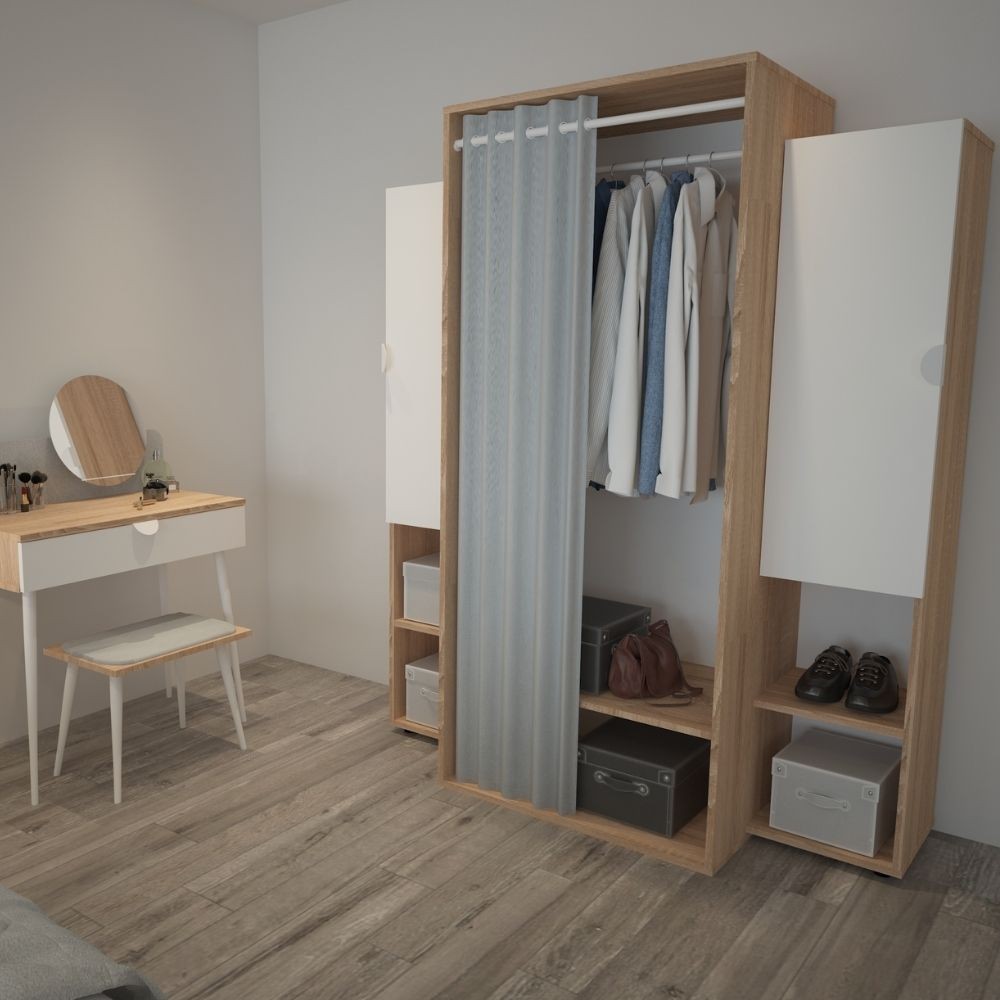 Guardaroba Krell rovere bianco 150x56x184h