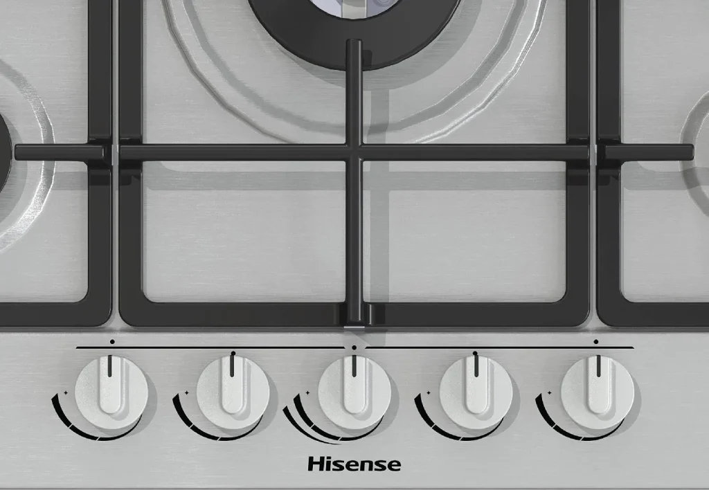 Piano Cottura 5 Fuochi Hisense a Gas da Incasso Larghezza 70 cm Griglie in Ghisa colore Inox - GM773XF