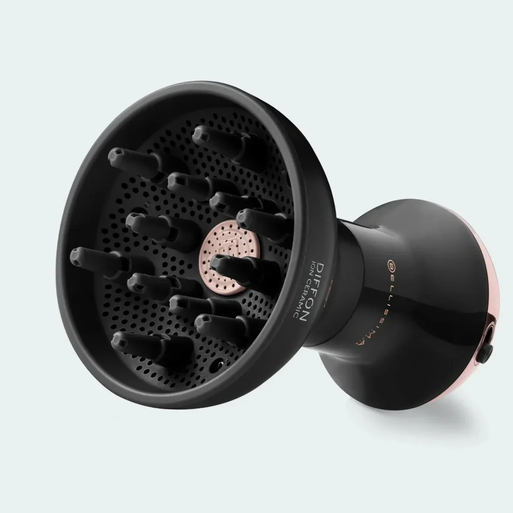Imetec Asciugacapelli Diffusore Potenza 700 Watt 2 Temperature Funzione Ionica con Curls Booster per Capelli Ricci colore Nero - Diffon Ion Ceramic