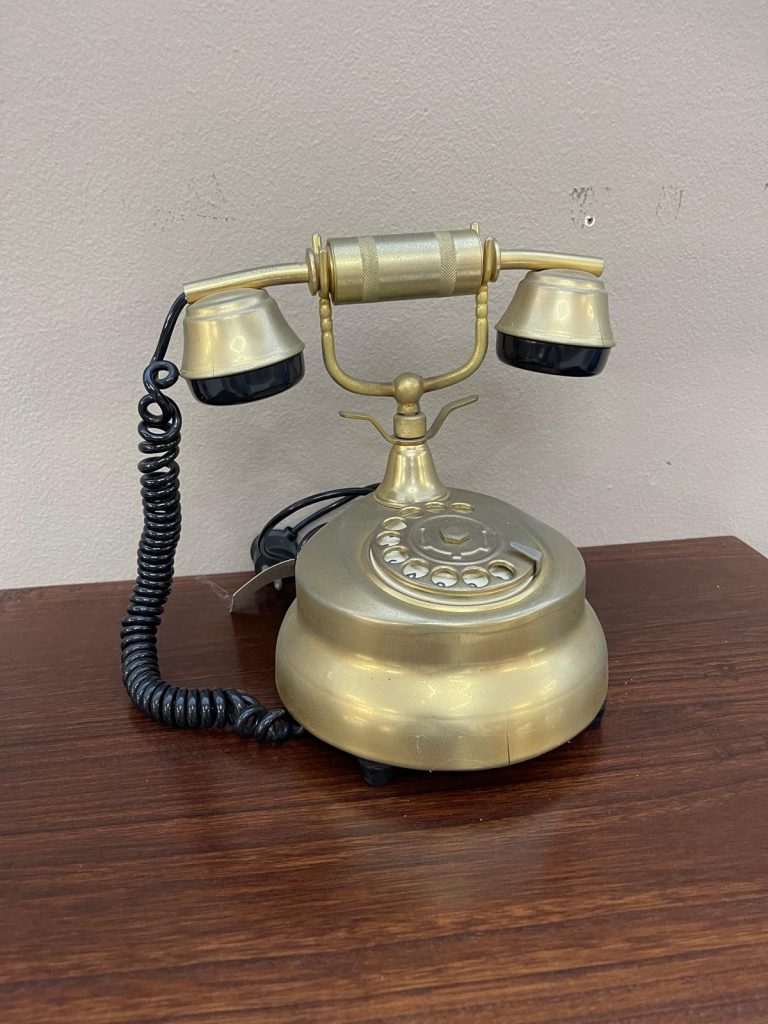 Telefono vintage ottone a disco Nuovo da esposizione 345/U