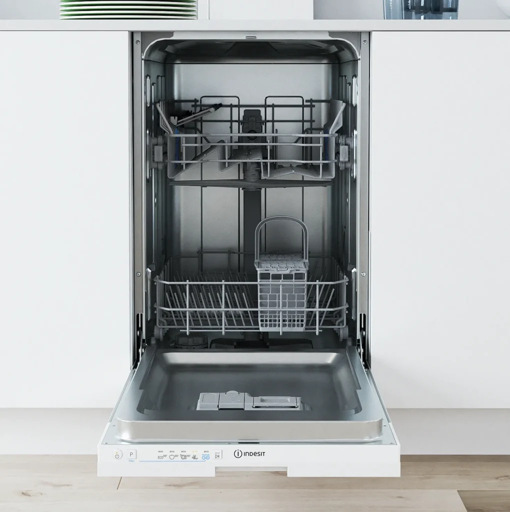 Lavastoviglie da Incasso Indesit 45 cm Slim 10 Coperti Incassata a Scomparsa Totale Push&Go - IN2IKE107