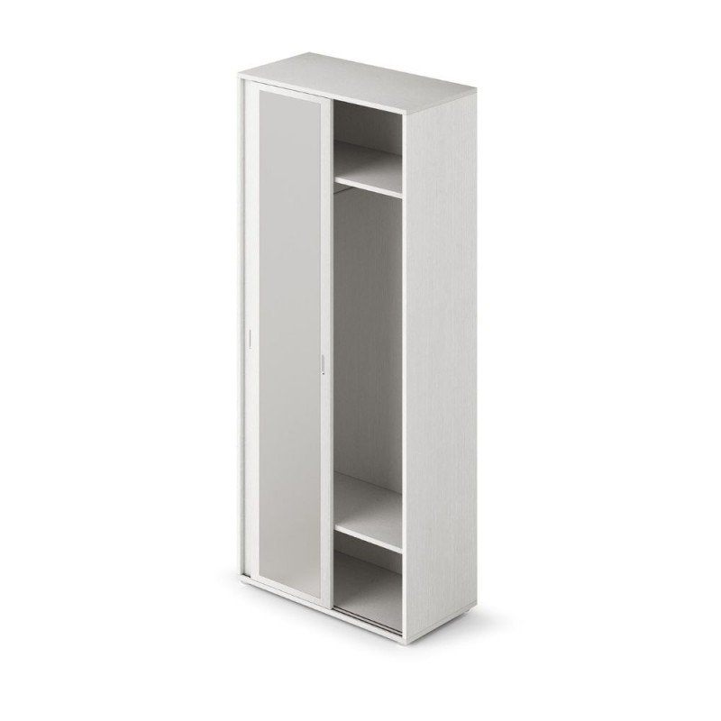 Ingresso modulo da 90 ante scorrevoli 1 anta bianco frassinato e 1 anta a specchio con appendiabiti