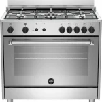 La Germania Cucina a Gas 5 Fuochi Forno a Gas Ventilato Libera Installazione Larghezza x Profondità 90x60 cm Classe energetica A+ colore Inox - AMN965GXV (Coperchio non Incluso)