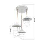 Lampada a sospensione Bulut ASZ0632 3 luci metallo bianco e corda