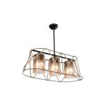 Lampada a sospensione Gezegen ASZ0986 3 luci metallo nero e corda