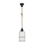 Lampada a sospensione Halat ASZ0549 in metallo nero e corda