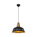 Lampada a sospensione Rena ASZ1341 metallo nero interno oro