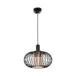 Lampada a sospensione Terla MDL3674 con struttura in ferro e diffusore in vetro