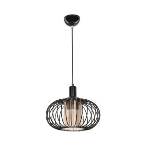 Lampada a sospensione Terla MDL3674 con struttura in ferro e diffusore in vetro