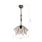 Lampada a sospensione Volga MDL3781 oro antichizzato e vetro fumè