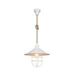 Lampada da soffitto Bulut ASZ0631 metallo bianco e corda iuta