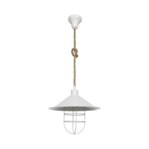 Lampada da soffitto Bulut ASZ0631 metallo bianco e corda iuta