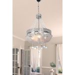 Lampada da soffitto Sare MDL3550 argento vetro decorato e pietre effetto cristallo