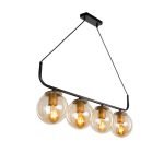 Lampada da soffitto Terena MDL4174 in metallo nero con 4 portalampada