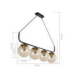 Lampada da soffitto Terena MDL4174 in metallo nero con 4 portalampada