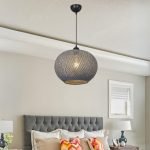 Lampada da soffitto Yumak MDL4745 con paralume in corda antracite