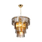 Lampada da soffitto a 4 luci Falez MDL3829 vetro fumè e oro