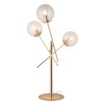 Lampada da tavolo Gondia ASZ1393 in metallo oro con 3 paralumi in vetro