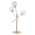 Lampada da tavolo Gondia ASZ1393 in metallo oro con 3 paralumi in vetro