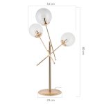 Lampada da tavolo Gondia ASZ1393 in metallo oro con 3 paralumi in vetro
