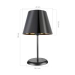 Lampada da tavolo Verda ASZ1212 in metallo e paralume tessuto nero