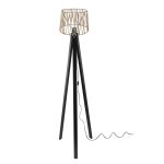 Lampada da terra DECONE 1188 con piantana nera e paralume in iuta