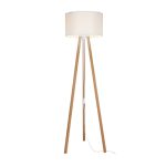 Lampada da terra Piko ASZ1664 con piantana in rovere e paralume in tessuto crema