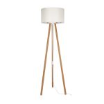 Lampada da terra Piko ASZ1664 con piantana in rovere e paralume in tessuto crema