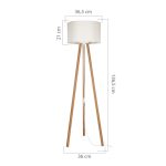 Lampada da terra Piko ASZ1664 con piantana in rovere e paralume in tessuto crema