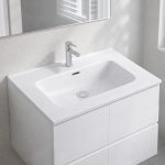 Lavabo consolle da appoggio LAV9060S in ceramica 1 vasca 61x46.5 cm. bianco lucido