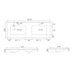 Lavabo da appoggio 20331 in ceramica due vasche 121.5x47 cm colore bianco