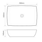 Lavabo da appoggio 9440B in ceramica 59x40x14.5 cm nero opaco