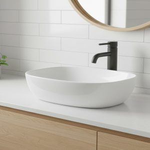 Lavabo da appoggio LAV39350 in ceramica 50x38x14 cm bianco lucido