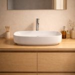 Lavabo da appoggio LAV43560 in ceramica 60x38x14 cm bianco lucido