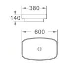 Lavabo da appoggio LAV43560 in ceramica 60x38x14 cm bianco lucido