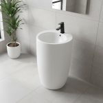 Lavabo freestanding LAV203 in ceramica D 50x86 cm. bianco lucido