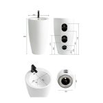 Lavabo freestanding LAV203 in ceramica D 50x86 cm. bianco lucido