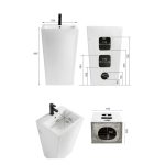 Lavabo freestanding LAV303 in ceramica 53x46.5x86.5 cm bianco