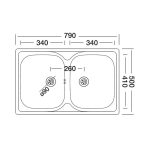 Lavello 79x50 Classic 170 incasso doppia vasca