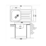 Lavello EX320K 86x50 cm vasca sinistra
